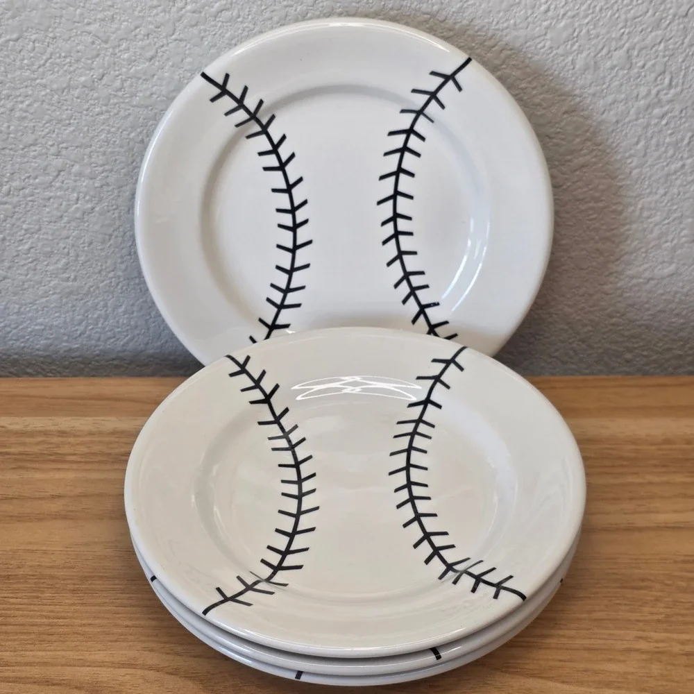 Set of 4 Sterling China Baseball Plates 7.25